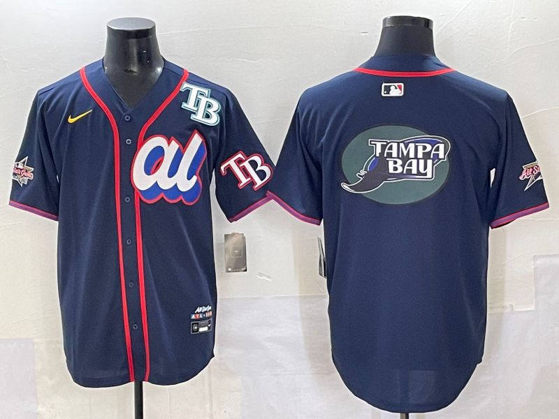 Men 2025 Tampa Bay Rays Blank Drak Blue All star Nike MLB Jersey style 01